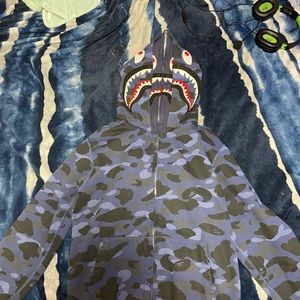 Blue Double Hood Bape hoodie